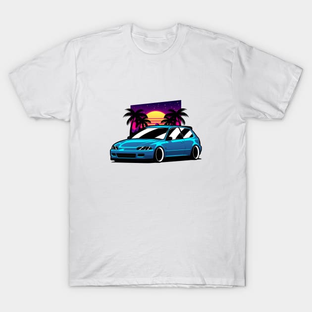 Blue Civic Gen5 JDM T-Shirt by KaroCars